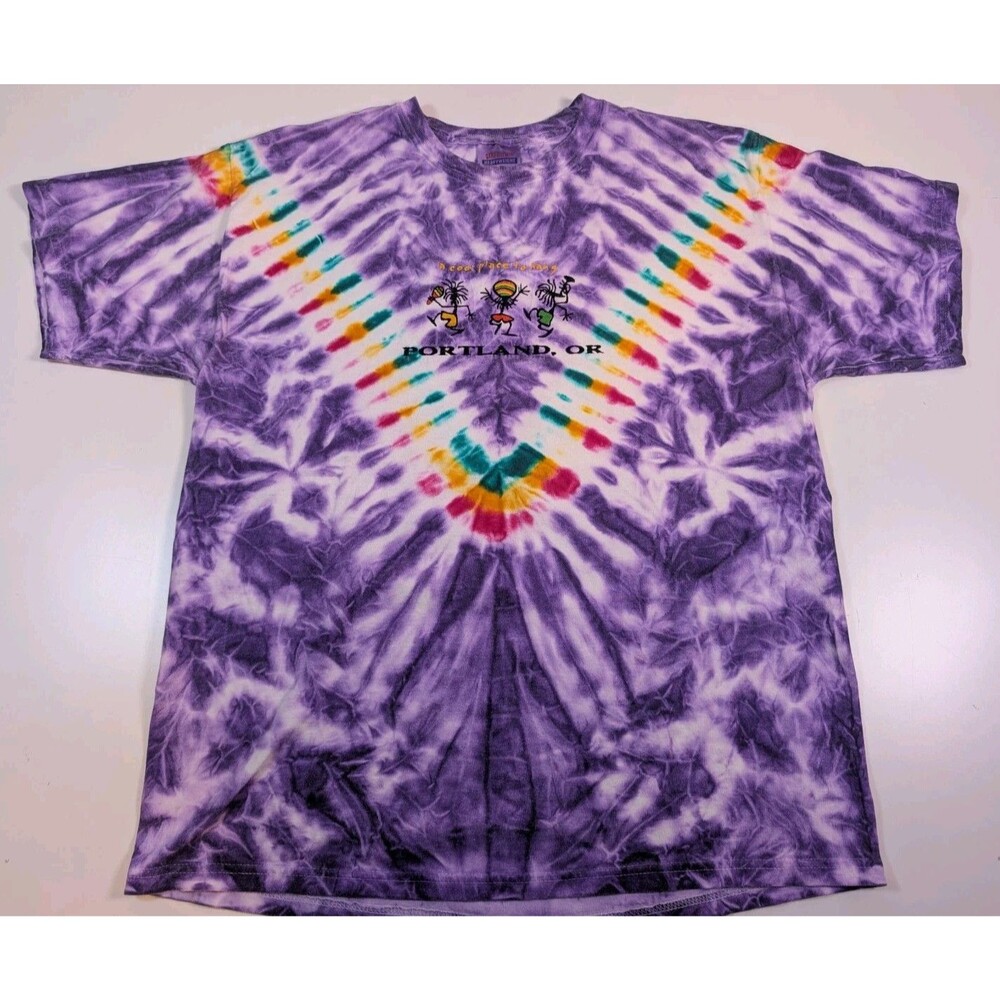 Hanes Hippie Tie Dye Shirt "A cool place to hang" PORTLAND Oregon Size L